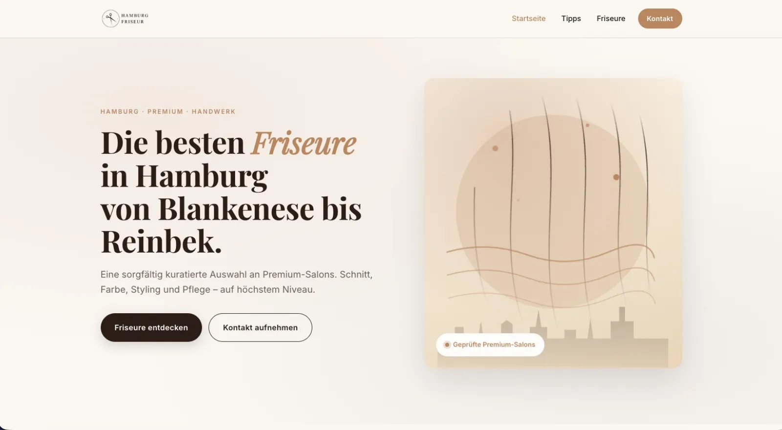 Friseur Hamburg Verzeichnis Website, Desktop-Ansicht